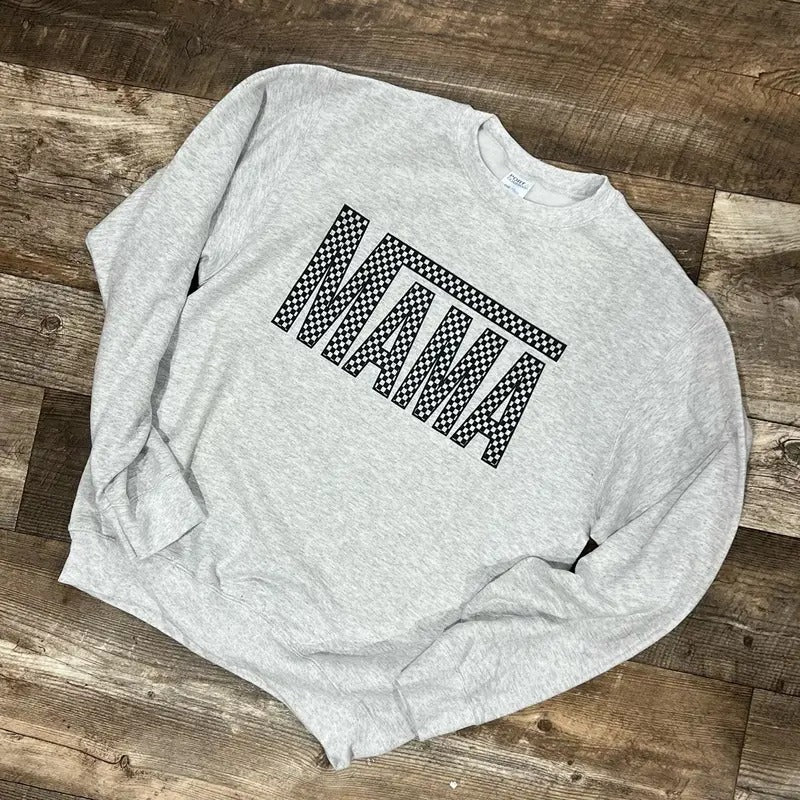 MAMA Checkered Fleece Lined Fit Casual Cotton Comfy T-Shirts, Hoodie, Sweatshirt
