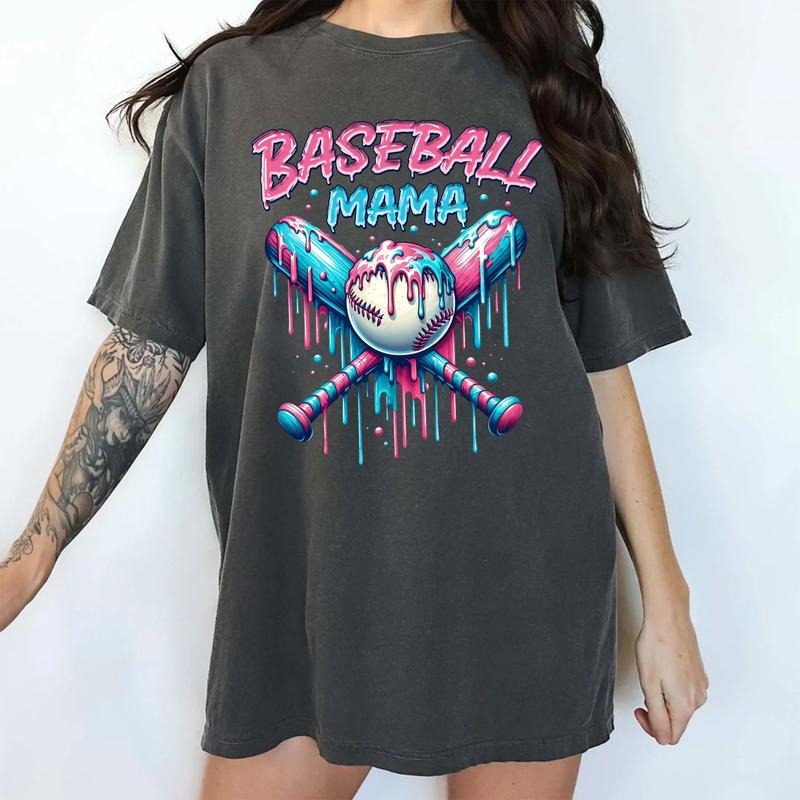 MAPTEES Baseball Mama Comfort Colors Shirt, Baseball Ice Cream Dripping T-shirt, Baseball Mom Graphic Tee, Gift For Mom,...