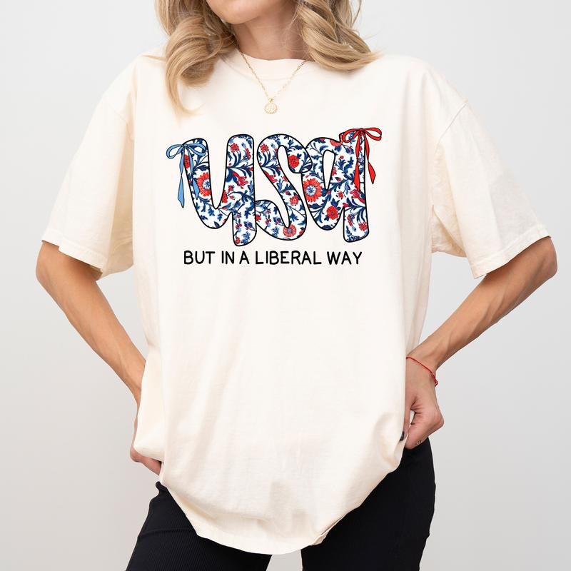 MAPTEES Coquette USA Comfort Colors Shirt, USA But In A Liberal Way T-shirt, Memorial Day Graphic Tee, Independence Day...