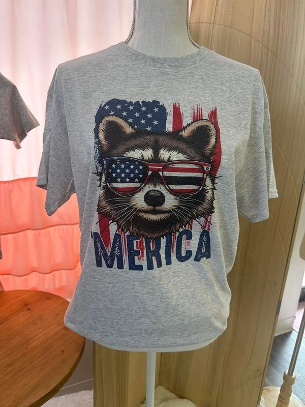 MERICA Raccoon Shirt - Trash Panda Tee - Red White and Blue - Fourth of July Hoodie, Sweatshirt | GrindPrints.com