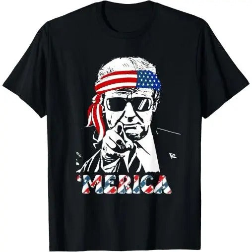 'MERICA TRUMP Happy 4th July Trump American Flag Made USA T-Shirts, Hoodie, Sweatshirt