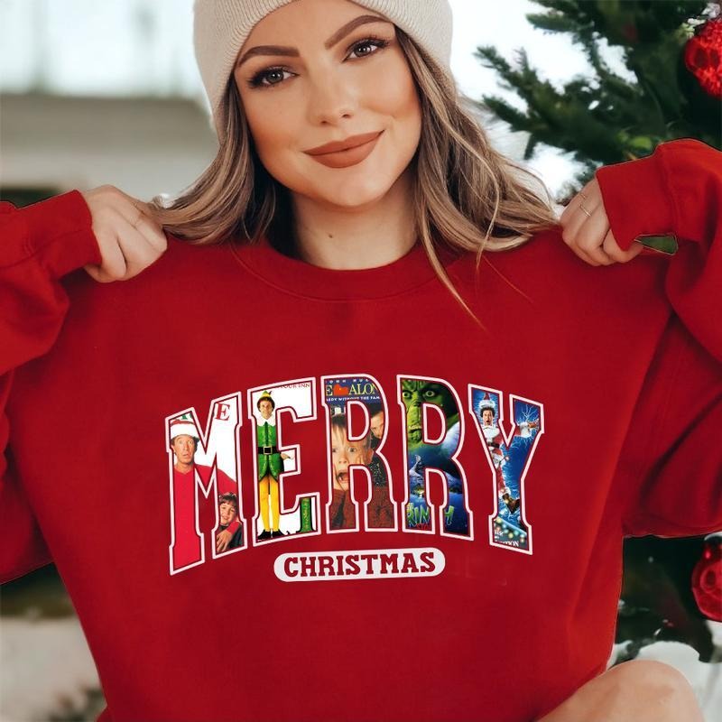 MERRY Christmas 90s Movies Shirt, Christmas Shirt For Movies Lovers, Xmas Shirt Merry, Trendy Christmas Shirt Hoodie,...