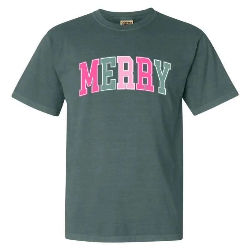 MERRY Varsity Letter Comfort Colors T-Shirt 'NLB' Hoodie, Sweatshirt | GrindPrints.com