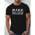 MIKE Men's Casual Short Sleeve T-Shirt - Breathable Polyester, Geometric Print, Round Neck