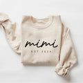 MIMI Est 2024 Sweatshirt, Grandma-life, Mimi Hoodie, New Mom Shirt, Est Sweatshirt, Gift for Mimi Classic Collar Cotton...