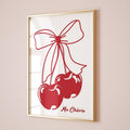 Ma Cherie Red Bow Cherry Poster, Coquette Wall Art Print, Trendy Preppy Wall Art, Coquette Room Aesthetic Decor, Poster...
