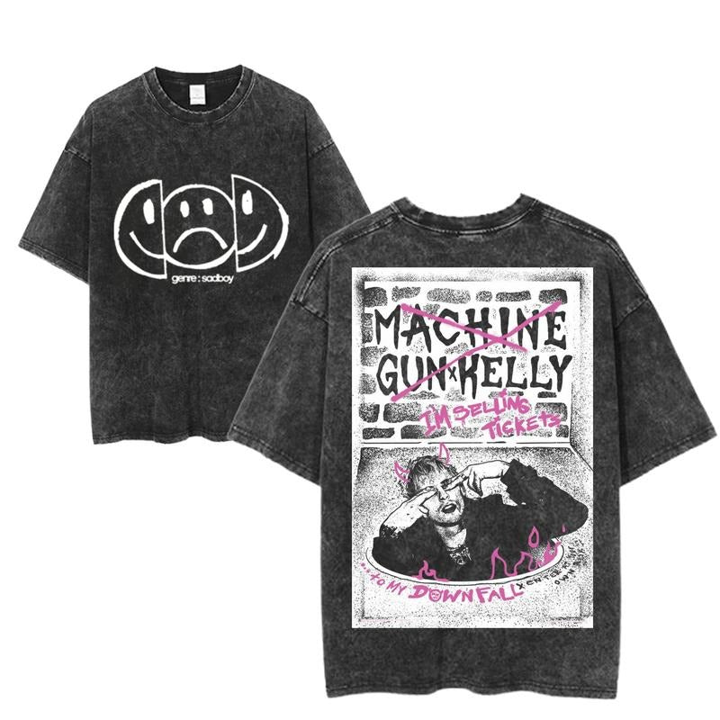 Machine Gun Kelly Graphic Tee, I'm Selling Tickets To My Downfall Shirt, Sadboy Aesthetic Rock Tour Tee, Vintage Washed...