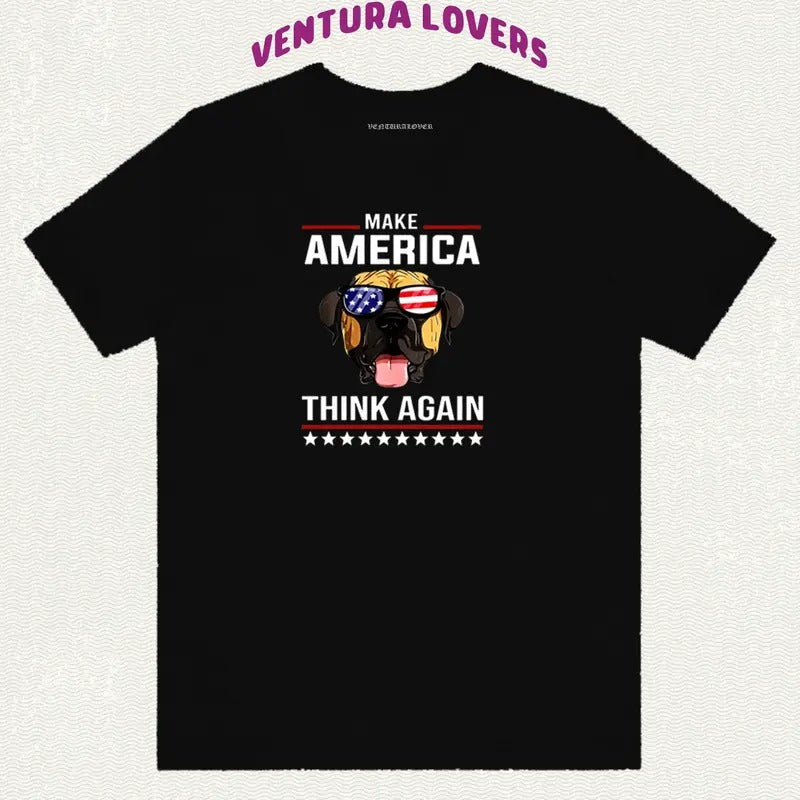 Make America Think Again Short-Sleeved-Unisex T-Shirt, Gifts Hoodie, Sweatshirt | GrindPrints.com