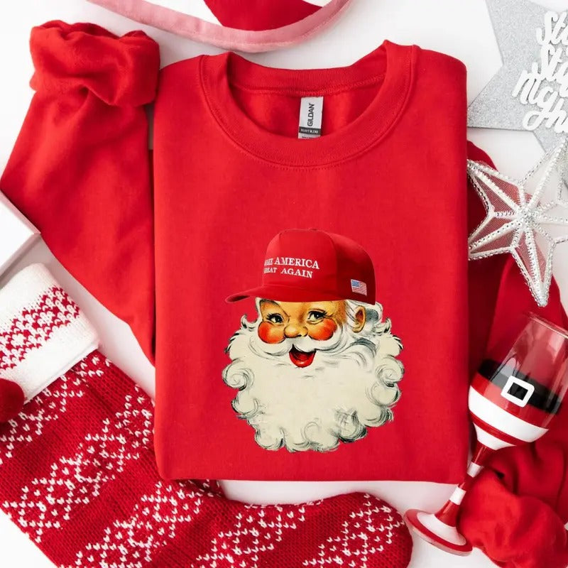 Make Christmas Great Again Christmas Shirt,  Santa Christmas Sweatshirt Gift For Republican Mom Hoodie | GrindPrints.com