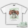 Make Money Not Friend Match 4s Seafoam Sneakers, Unisex Y2K Graphic Tee, Cotton T-shirt, Fitted Crewneck for Streetwear...