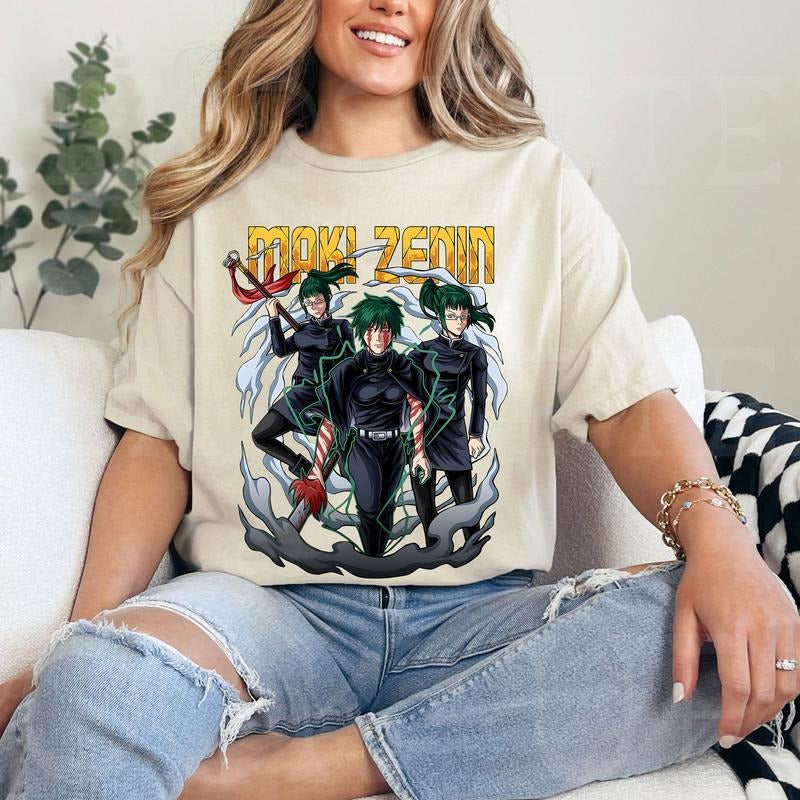 Maki Zennin JJK Tshirt Crewneck Hoodie Comfort Cotton Sweatshirt | GrindPrints.com