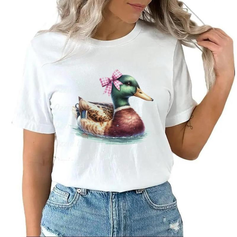 Mallard Duck T-shirt Coquette Bow Hunting Western T-Shirt Sweatshirt Unisex Hoodie Cotton Top | GrindPrints.com