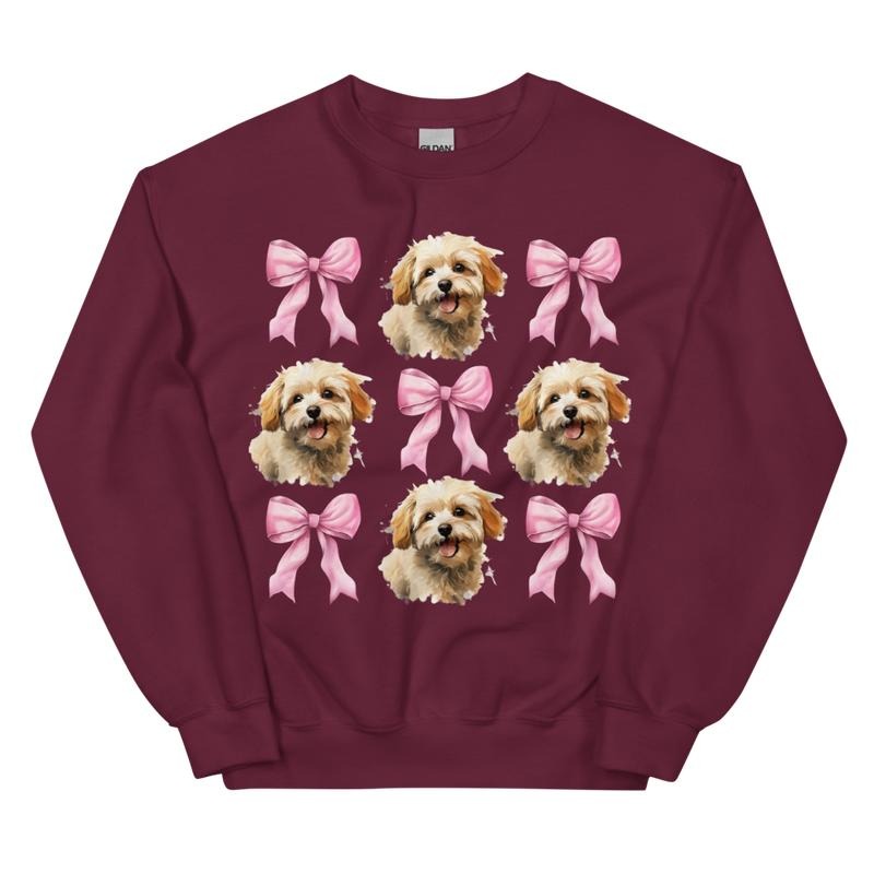 Maltipoo Pink Bow Dog Sweatshirt T-Shirts, Hoodie | GrindPrints.com