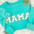 'Mama' Chenille Letter Patch Crewneck T-Shirts, Hoodie, Sweatshirt | GrindPrints.com