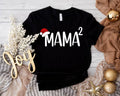 Mama 2 Christmas Shirt, Mom of Two Santa Hat T-Shirt, Second Baby Reveal Xmas Party Gift Tee, Mother Pregnancy...