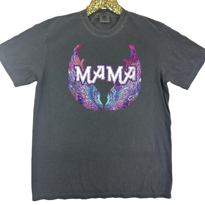 Mama Angel  Wings Comfort Colors T-Shirt Hoodie, Sweatshirt | GrindPrints.com
