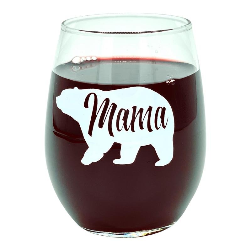 Mama Bear Wine Glass Funny Cute Best Mom Cool Mother Novelty Cup 15 Oz Funny Wine Glass Funny Animal White Standard T-Shirts, Hoodie, Sweatshirt