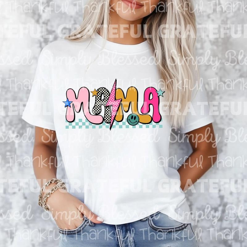 Mama Checkered Bolt DTF Transfers - THIS IS NOT A SHIRT Hoodie, Sweatshirt | GrindPrints.com