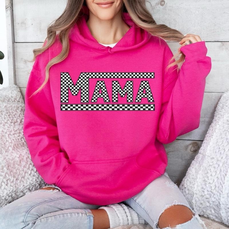 Mama Checkered Crewneck Sweatshirt Gildan T-Shirts, Hoodie | GrindPrints.com
