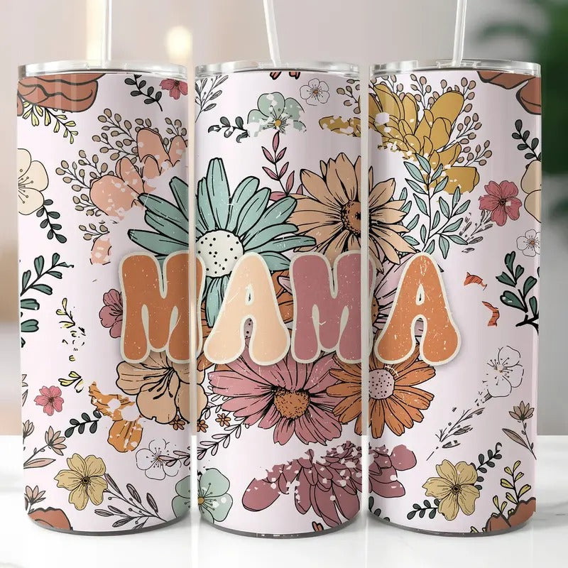 Mama Colorful Flower Tumbler - Drinking Tumbler T-Shirts, Hoodie, Sweatshirt | GrindPrints.com