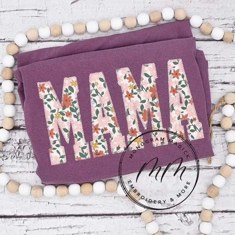 Mama Comfort Color Shirt, Custom Name Shirt, Floral Berry,  Cotton Hoodie, Sweatshirt | GrindPrints.com