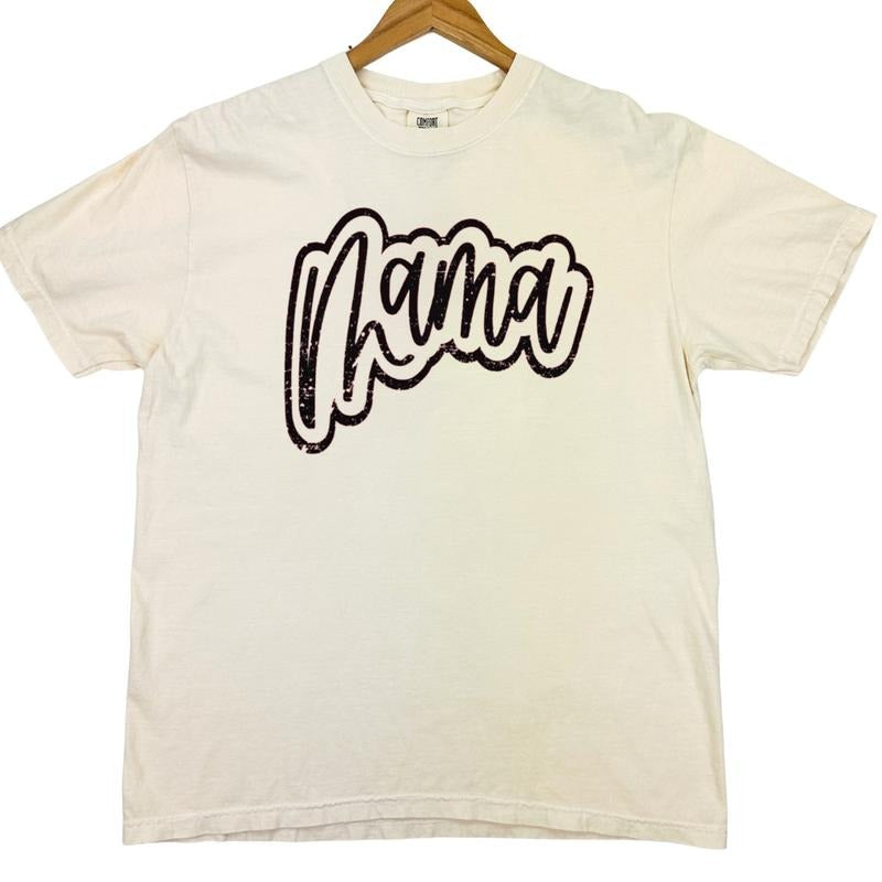 Mama Cursive Distressed Comfort Colors T-Shirt Hoodie, Sweatshirt | GrindPrints.com