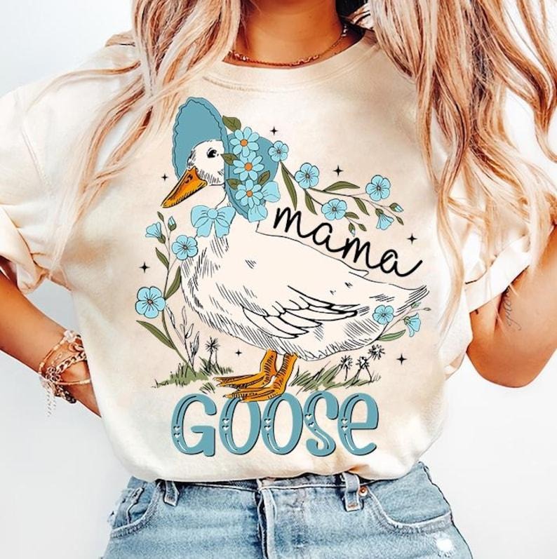 Mama Goose Shirt, Floral Mama Shirt, Coquette Mama Shirt, Mama Sublimation, Vintage mama Shirt Goose Lover shirt, Mothers...