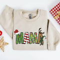 Mama Grinc Christmas Sweatshirt, Xmas Shirt, Mother Christmas Gift for Her Womenswear Casual Cotton Fabric Knit Bottom Hoodie