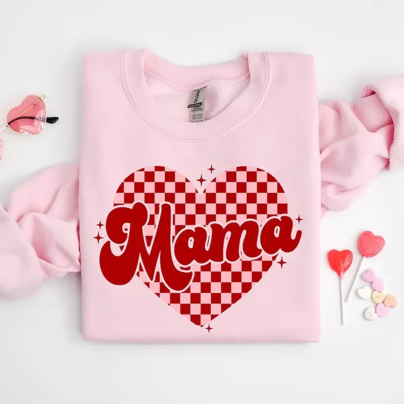 Mama Heart Sweatshirt Mama Valentine Shirt, Mama Love Cute Valentines Sweatshirt Hoodie | GrindPrints.com
