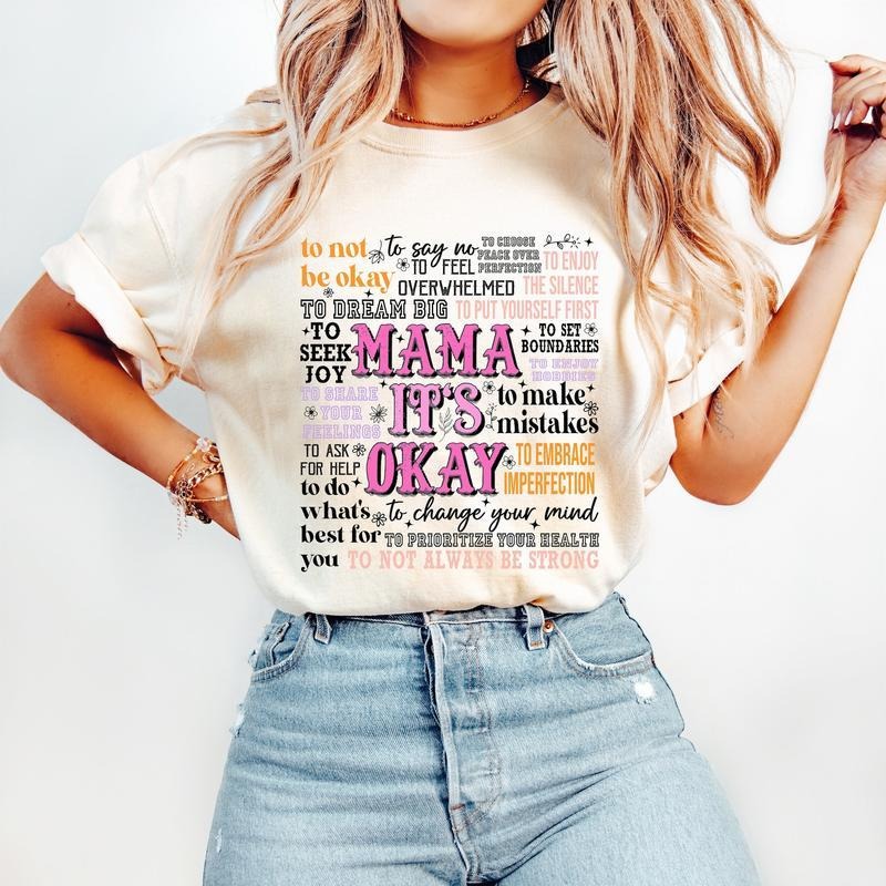 Mama 'S Okay Motherhood Mental Health Mom Shirt Retro Boho Mama T-Shirts, Hoodie, Sweatshirt