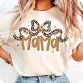 Mama Leopard Coquette T-Shirt, Mama Bow T-Shirt, Leopard Bow T-Shirt, Trendy Mama , Boho Flower Mama T-Shirt, Mama...