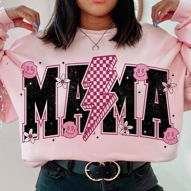 Mama Lightning Bolt Sweatshirt, Funny Mama Tee, Mom Life Gift, Retro Mama Tee, Mother's Day Gift Hoodie | GrindPrints.com