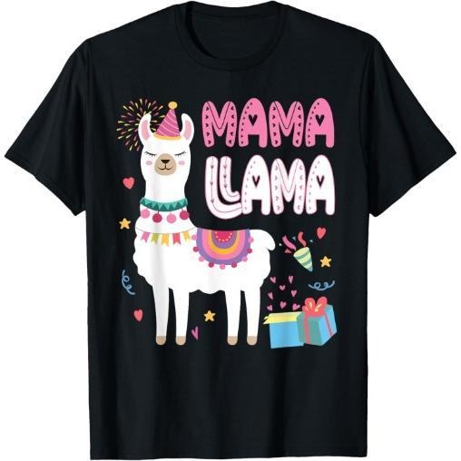 Mama Llama Mom Of The Birthday Llama Birthday Theme T-Shirt Made in USA Hoodie, Sweatshirt | GrindPrints.com