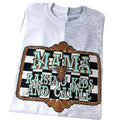 Mama Raising Kids and Cattle Checker Western Colorblock Comfy Unisex T-Shirt Oversized Womenswear Top Hoodie, Sweatshirt