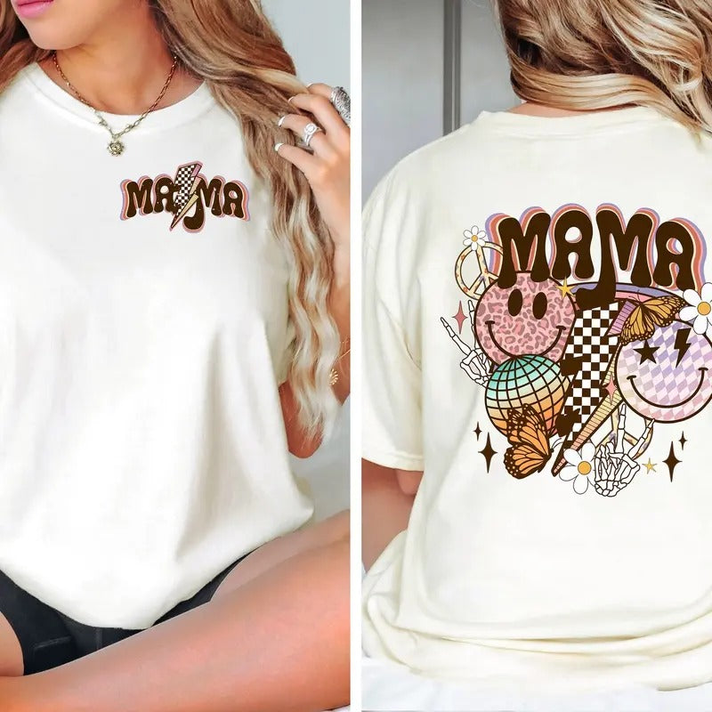 Mama Retro Flower Shirt Smiley Mama Shirt Mom Shirt Mom Funny Mom Shirt Mama Smiley Mama T-Shirts, Hoodie, Sweatshirt