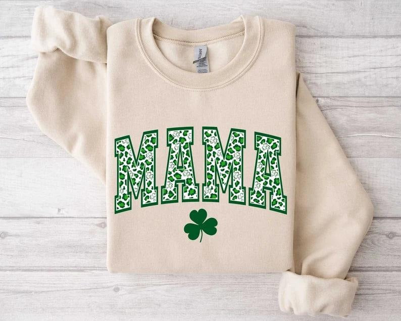 Mama Shamrock Sweatshirt, St. Patricks Day Sweatshirt for Mama, Irish Mom Sweatshirt, Lucky Mama Sweatshirt,St. Patrick's...