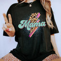Mama Shirt, Cool Moms Shirts, Leopard Thunder Mama Tee, Leopard Mama Graphic Printed Cotton Fabric Shirts For Women,...