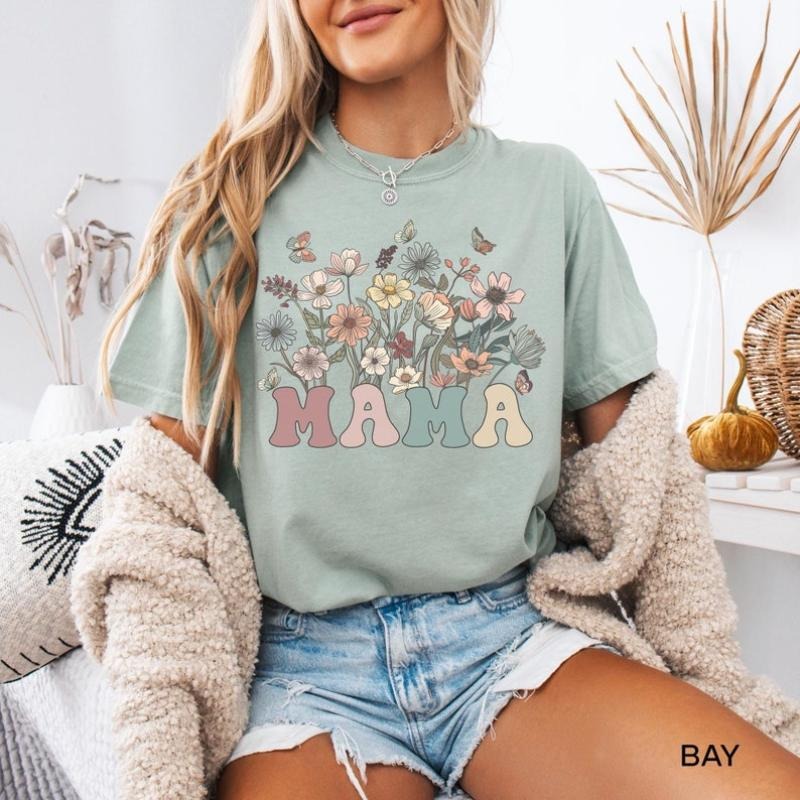 Mama Shirt, Vintage Style Mama Shirt, Wildflowers Mama Shirt, New Mom T-shirt, Birthday Gift For Mom, Mothers Day Gift...