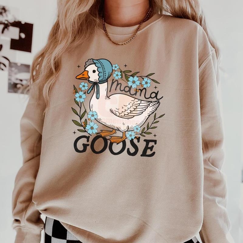 Mama Silly Goose Funny Sweatshirt, Coquette Mama Tee, Vintage Mama Goose Shirt, Mom Gift Hoodie | GrindPrints.com