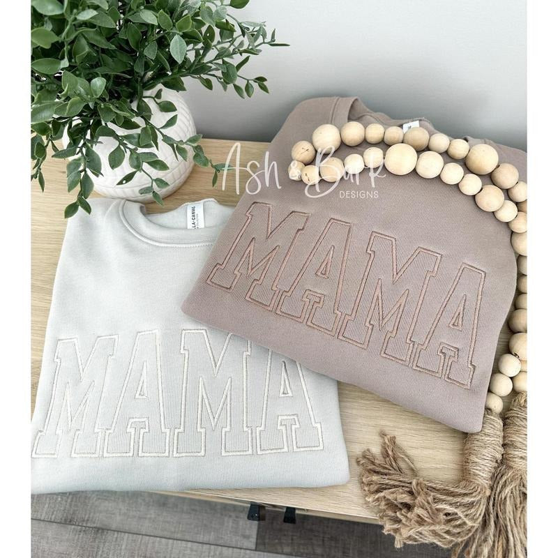 Mama Sweatshirt, Embroidered Mama Sweatshirt, Mama Shirt, Gift for Mom, Mother's Day Gift, Gift for Wife, Mom Sweatshirt...