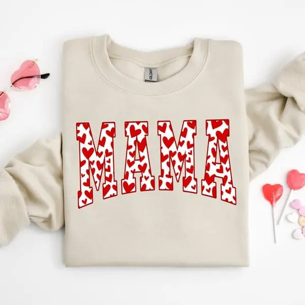 Mama Sweatshirt, Valentines Day Shirt, Mama Valentine Shirt, Valentine Sweatshirt Hoodie | GrindPrints.com