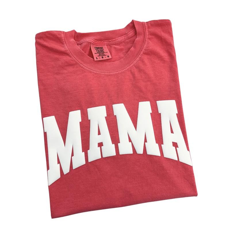 Mama WHITE Puff Comfort Colors T-Shirt Hoodie, Sweatshirt | GrindPrints.com