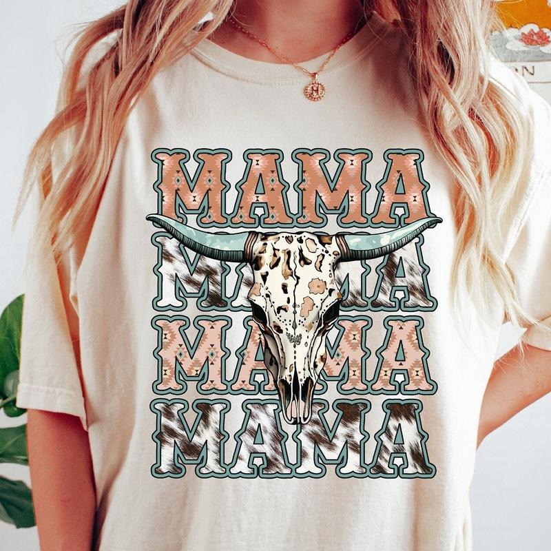 Mama Western Howdy Unisex Shirt, Western Mama Cow Skull Tee, Cowhide Mama Country Cowboy Design, Mother's Day Gift...