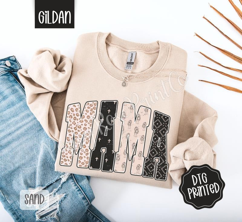 Mama tiger Sweatshirt, Trendy Women's Crewneck T-Shirts, Hoodie | GrindPrints.com