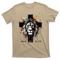 Man Of Faith Lion of Judah Jesus Christ Cross Christian Catholic T-Shirt Crewneck Casual Menswear Streetwear Stylish...