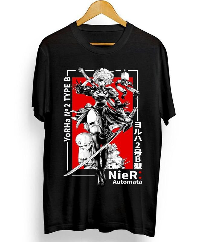 Manga Game Anime Nier Automata 2b Cool Girl shirt Size S-3XL Hoodie, Sweatshirt | GrindPrints.com