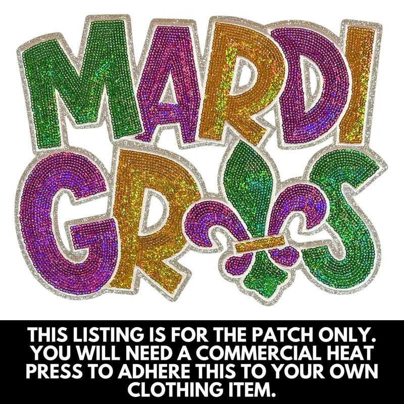 Mardi Fleur De Lis Sequin Patch - PATCH ONLY T-Shirts, Hoodie, Sweatshirt | GrindPrints.com