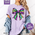 Mardi Gras Bow Comfort Colors, Coquette Fat Tuesday Women's Tee, Louisiana Women's Tshirt Hoodie, Sweatshirt