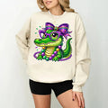 Mardi Gras Coquette Bow Tshirt Sweatshirt Hoodie, Mardi Gras Alligator, Louisiana Festival, New Orleans Carnival, Unisex...