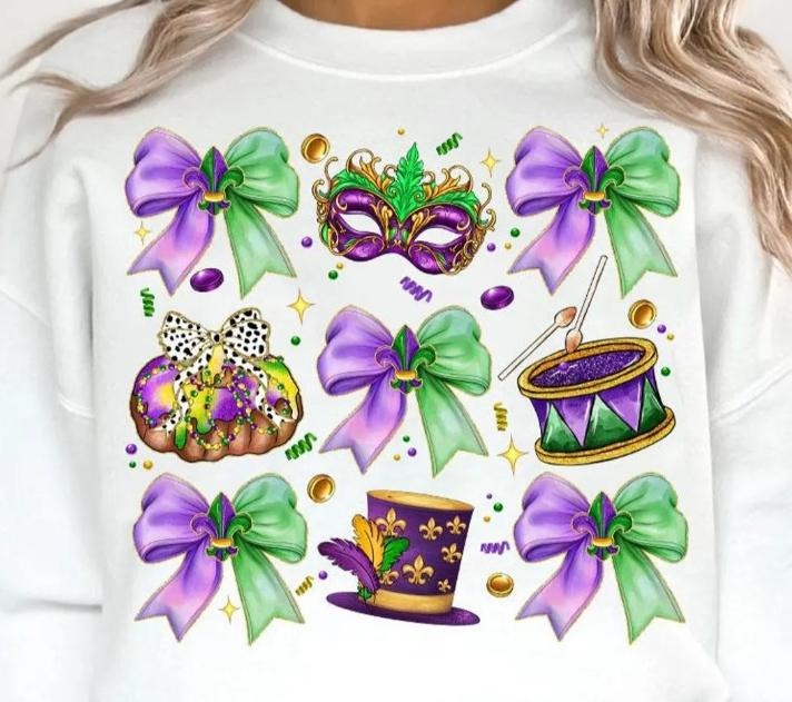 Mardi Gras Coquette DTF Transfers - THIS IS NOT A SHIRT Hoodie, Sweatshirt | GrindPrints.com